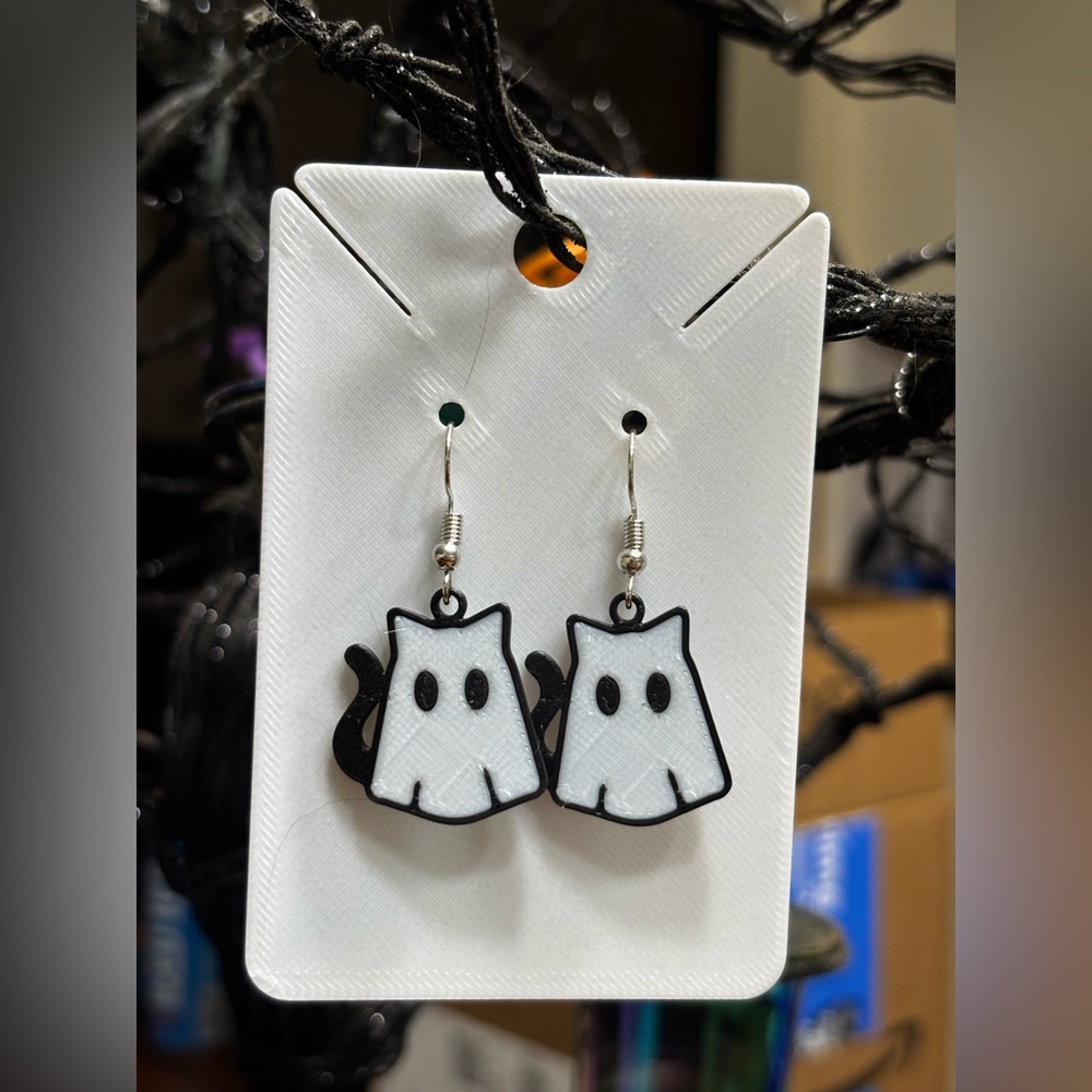 Ghost cat earrings